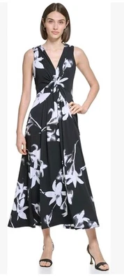 Vestido MAXI floral sin mangas Calvin Klein para mujer talla 8 MEDIANO NUEVO SIN ETIQUETAS  Foto 1 de 4