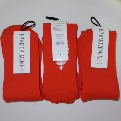 3 pares de meias tubulares femininas Free People tamanho único - Lucky Honey Last Lap MSRP $60 - Imagem 1 de 4