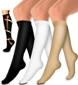 3 Medias De Compression Para Mujer Calcetines Para La Circulacion 20-30Mmhg - Picture 1 of 12