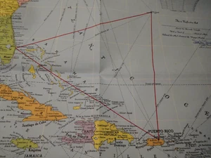 3 Available Bermuda Triangle in RED on Map of Gulf, Caribbean & Atlantic Coast - Picture 1 of 7