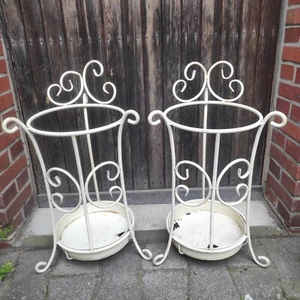 Vintage Schirmständer Set Metall Beige Shabby Chic Ca. 62,5cm Groß - Bild 1 von 14