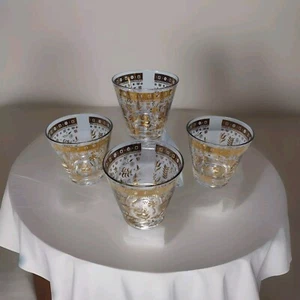 Vintage George Briard Persian Garden Clear Gold Lowball Glasses MCM Set of 4 - Picture 1 of 15