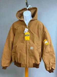Carhartt Herren 2XL Thermo Gefüttert Duck Active Kapuze Hellbraun Arbeitsjacke Mantel J131 - Bild 1 von 5