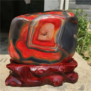 2.29Kg Beautiful Colourful agate Geode polishing furnishing article+stand X84 - Picture 1 of 12