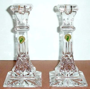 Waterford Lismore Crystal 8" Candlestick Holders SET/2 Sculpted Shape 136679 New - Picture 1 of 2