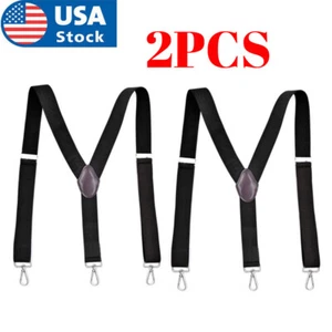 2 Pcs Adjustable Y-Back Duty Work Heavy Elastic Suspenders for Men - Picture 1 of 6