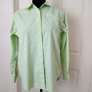 LL Bean Button Up Shirt Womens Green Floral Long Sleeve - Picture 1 of 6