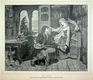 1881 For Ever by Herbert Schmalz Original Antique Victorian Era Engraving - Bild 1 von 2