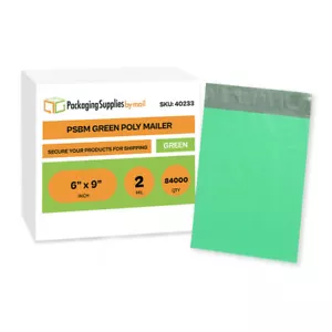6 x 9 84000 2 Mil Green Poly Mailers Clothing Envelope Plastic Self Seal Bags - Picture 1 of 5