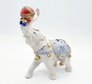 Cybis Alexander Circus Elephant 8" Porcelain Figurine with Ball Blue and White - Picture 1 of 14