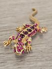 Lizzard Brooch / Pin Gold With Purple Accent