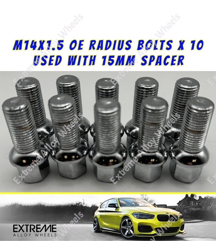 Pernos de rueda de aleación para Audi 80 90 100 200 modelos M14x1,5 x 10 40 mm radio R13 Foto 1 de 1