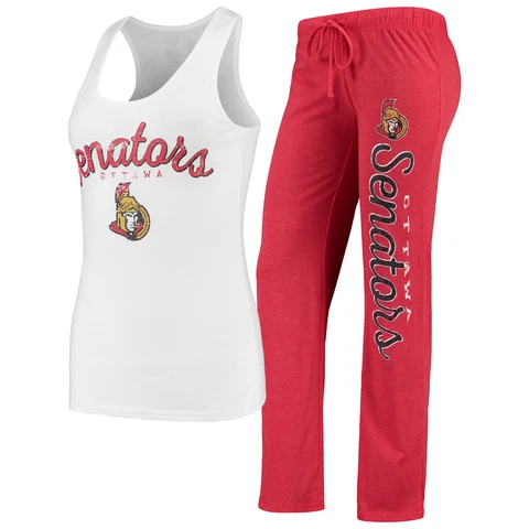 Women's Concepts Sport Red/White Ottawa Senators Topic Tank Top & Pants Sleep Cover