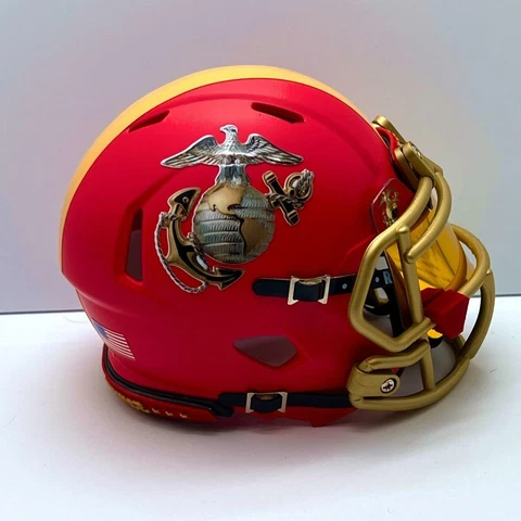 US Marine Corp. CUSTOM Matte Cardinal - Visor - Bumpers Mini Football Helmet Cover