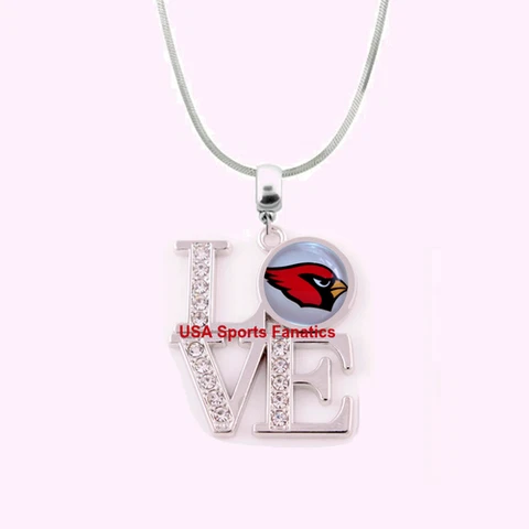 NFL Arizona Cardinals 925 Sterling Silver Team Logo Love Necklace W/Rhinestones Cover