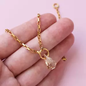 Crystal drop box chain necklace, Swarovski crystal dangle necklace - Picture 1 of 6