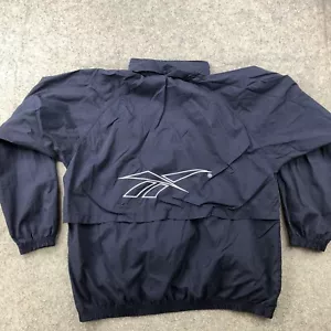 Vintage Reebok Jacket Mens XL Blue Windbreaker Track Spell Out Embroidered * - Picture 1 of 12