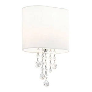 Chrome Finish Frame Halls Wall Fitting Light with White Oval Shaped Fabric Shade - Picture 1 of 1