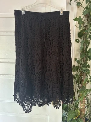 Finity Doily Crochet Skirt Medium Black Boho Whimsigoth Goth Dark Cottage - Image 1 of 3