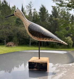 PETE “Hurricane” Peterson Signed Shorebird Decoy 1980 Upland Plover Cape Charles - Picture 1 of 10