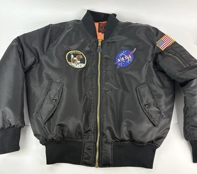 Bravo Series by Burks Bay American Negro NASA Bombardero Chaqueta de Vuelo Talla XL Parche Foto 1 de 4