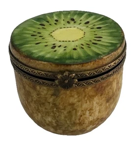 Caja de baratijas de frutas KIWI de porcelana Limoges FRANCIA - Imagen 1 de 16