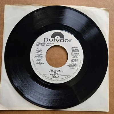10CC For You And I DJ PROMO 45 7" Record Vinyl Records - Image 1 of 2