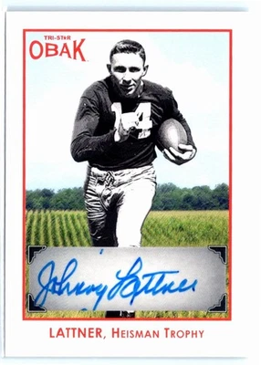 2011 TriStar Obak #A22 Johnny Lattner Autographs Orange #/75 - Image 1 of 2