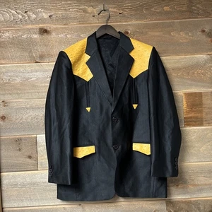 Sergio Vadducci Mens Western Blazer Handmade Black Pockets Buttons Rockabilly M - Picture 1 of 9