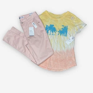 Old Navy Small NWT Bundle Palm Tie Dye Tee Rockstar High Rise Pink Skinny Pants - Picture 1 of 12