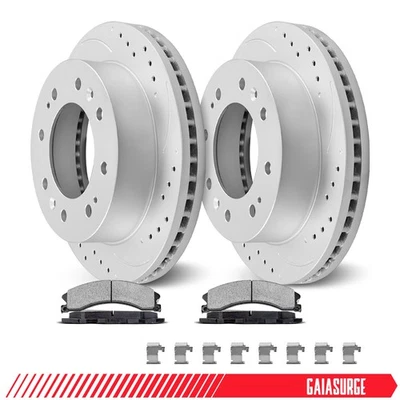 Front Drilled Rotors + Brake Pads for Chevy Silverado 2500 HD GMC Sierra 3500 HD Foto 1 de 4