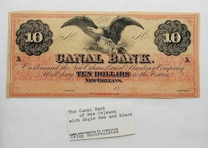 Undated $10 CANAL BANK, New Orleans, LA  Crisp Uncirculated Bank Note - Picture 1 of 8