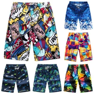 Men Drawstring Elastic Waist Shorts Beach Sports Pants Trousers Summer Plus-Size - Picture 1 of 17