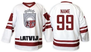 Team Latvia Latvija 2011 White Ice Hockey Jersey Custom Name and Number - Picture 1 of 4