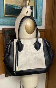 NWT Pour la Victoire $395 Maison Crocodile Medium Tote white black - Picture 1 of 8