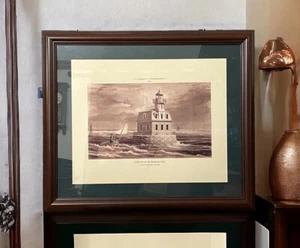 Penfield Reef Lighthouse Long Island Sound Art Print National Archives COA 27x23 - Picture 1 of 15