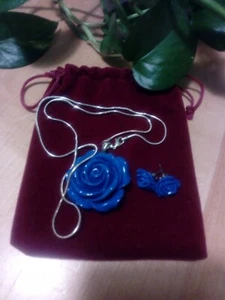 FANTASTICA PARURE DI IMPASTO DI TURCHESE CON GIROCOLLO IN ARGENTO 925/000 - Foto 1 di 3