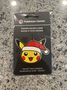 Pokemon Center - Pikachu Pokémon Holiday Brass Christmas Ornament 2" Santa Hat - Picture 1 of 1