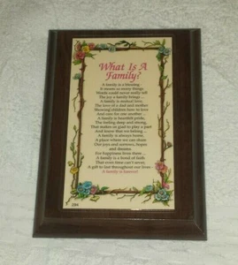 “What Is A Family?” Poem Plaque Wall Hanging wood 6” x 4” - Picture 1 of 2