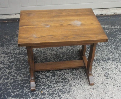 复古西班牙巴洛克式摔跤着色深橡木侧边桌凳 — 第 1/4 张图片