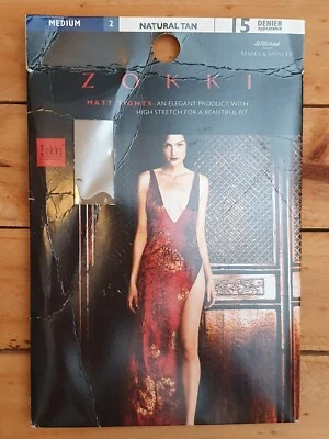 Vintage M&S Zokki 15 Denier Matt Sheer Nylon Tights - M Natural Tan - Image 1 of 2
