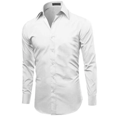 Camisa de vestir Omega Italia para hombre calce ajustado clásica con botones manga larga color liso Foto 1 de 2