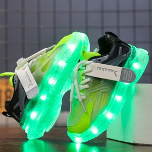 Led Light Mesh Shoes Breathable Mesh Surface Boys Girls 25-35 - Picture 1 of 16