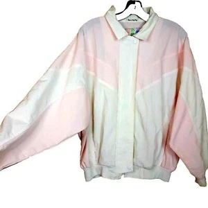 Vintage 80s Gitano Retro Sport Quilted Jacket Size L White Pink Hong Kong - Picture 1 of 16