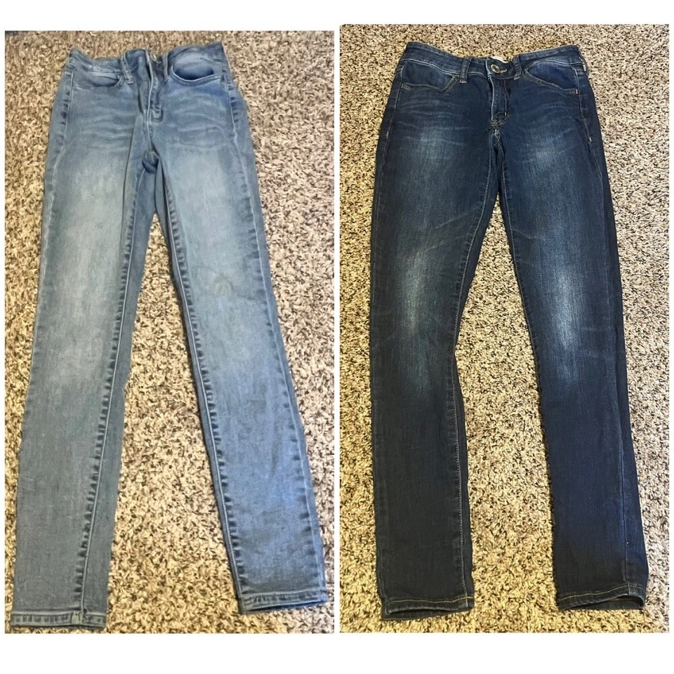 Pantalones de mezclilla de tiro alto Jegging So Ultimate lavado oscuro lavado claro talla 1/25 W Foto 1 de 4