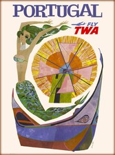 95401 Portugal Fly TWA Mermaid Portugese Airline Decor LAMINATED POSTER CA