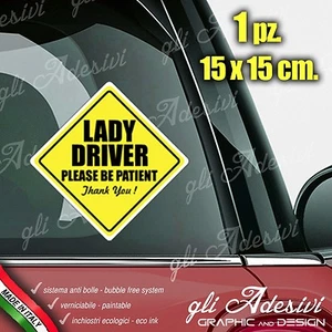 Adesivo Stickers Auto Moto Camper LADY DRIVER ON BOARD segnale a bordo - Picture 1 of 1