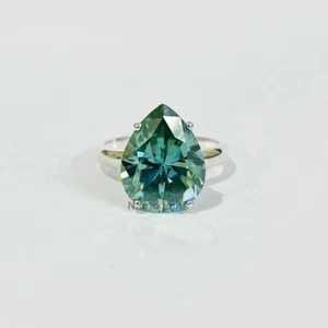 Certified 5.25 ct Lab Created Blue Diamond Solitaire Ring 925 Sterling Silver - Picture 1 of 6