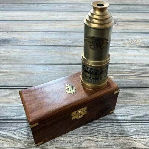 Telescopio de latón con caja de madera calcomanías de latón lote de 10 piezas Spyglass Foto 1 de 1