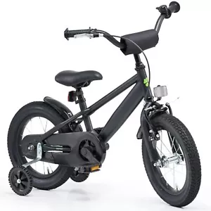 Qualitäts Kinderfahrrad 12 Zoll Matt Schwarz Junge Kinderrad Fahrrad ab 3 Jahre - Bild 1 von 6